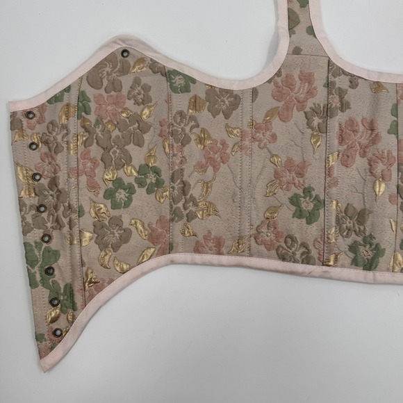 French Meadows Floral Tapestry Corset Stays Bodice Pink Gold Renaissance PNW - Picture 10 of 14